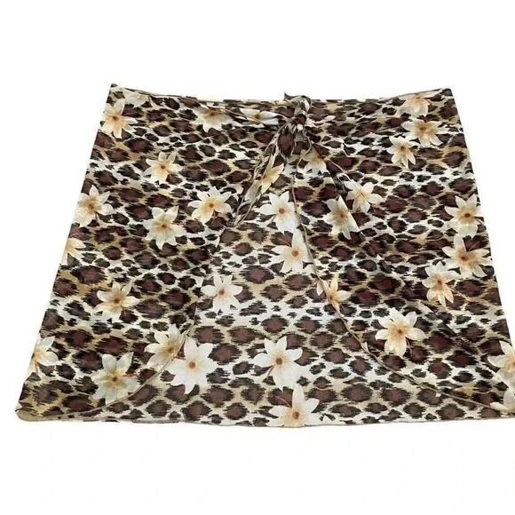 Hawaiian Tropical Floral Yellow Brown Swimming Cover Up One Size # 1010 - Picture 1 of 9